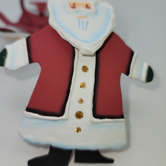 Hand Painted Santa Claus Napkin Rings | Set of 2 Artisan Christmas Table Decor - Picture 3 of 10